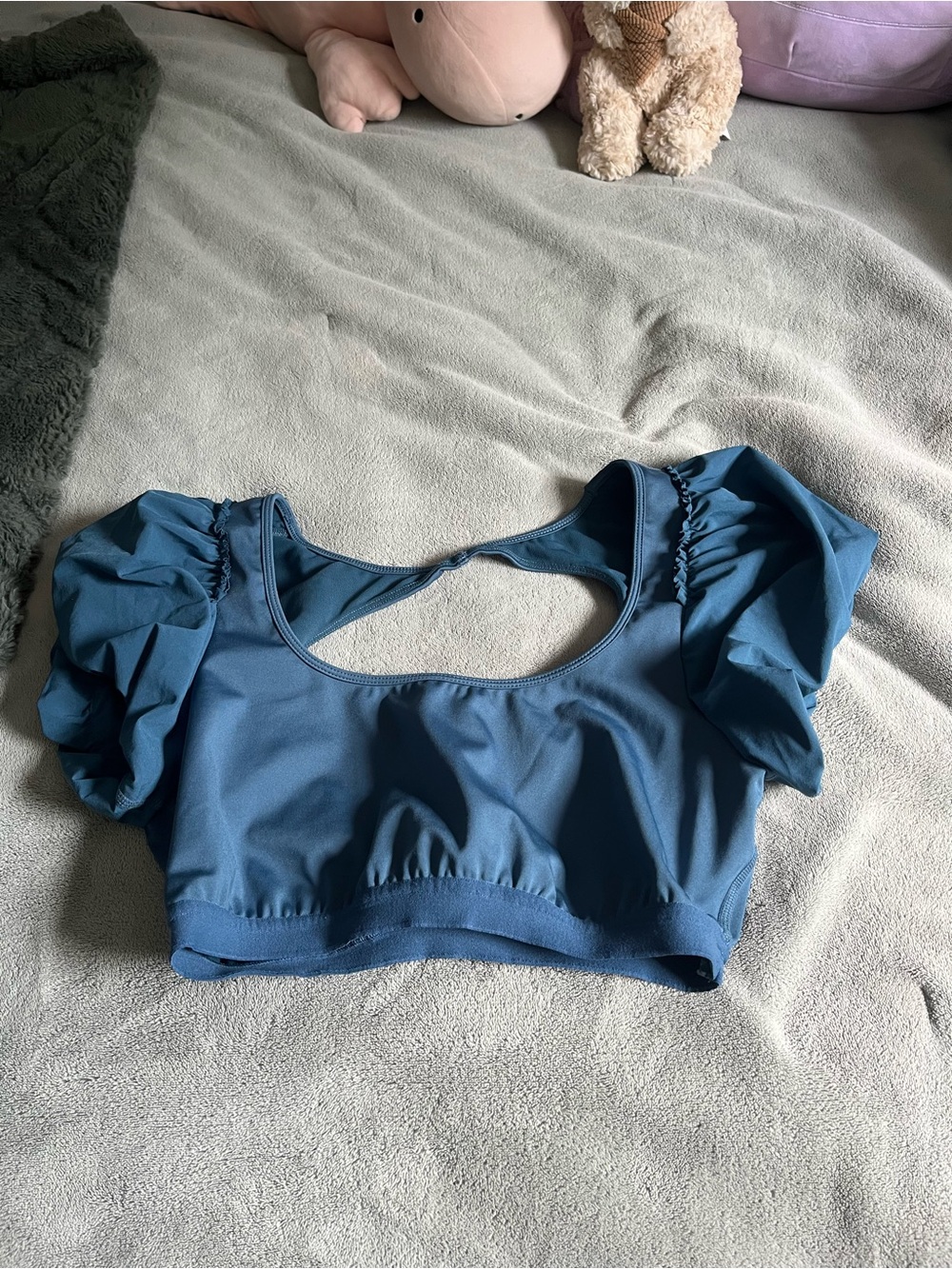 Free People Movement Blue Ruffle Cutout Sports Bra Size Medium